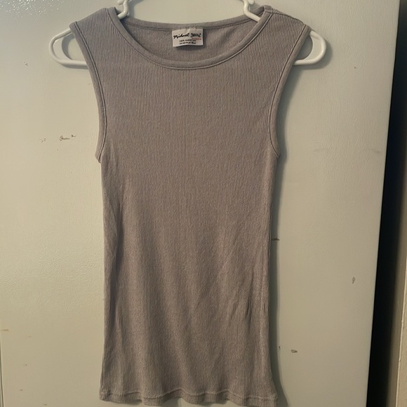 Michael Stars Shimmering Knit Top in Silver - Picture 1 of 5
